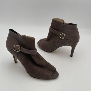 Marc Fisher taupe Peep-Toe Heeled Boots women 8.5 event Casual retro Y2K office